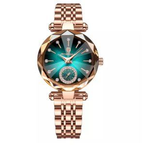 POEDAGAR Watch for Women Luxury Jewelry Design Rose Gold Steel Quartz